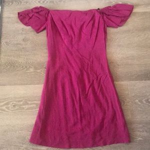 Fuchsia off shoulder formal dress